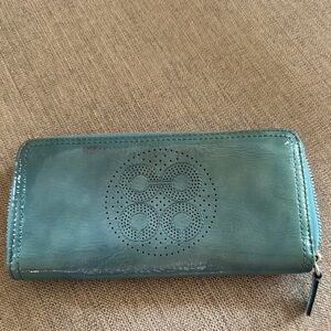 Coach Teal Patent Leather Wallet